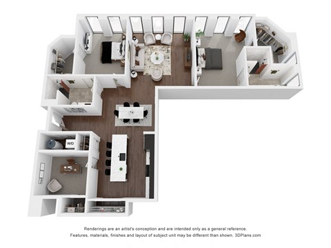 Floor plan for 2 beds, 2 baths, 1519 sqft